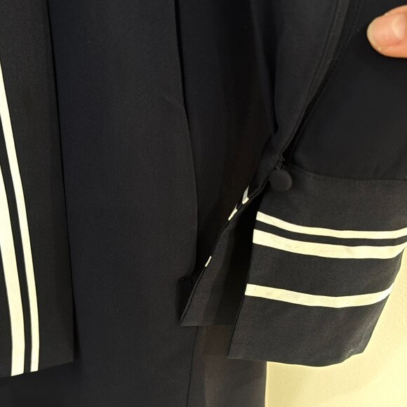 REISS Feya Navy Blue Stripe Detail Mini Dress Long Sleeve Pockets UK 6 US 2 - Picture 10 of 14